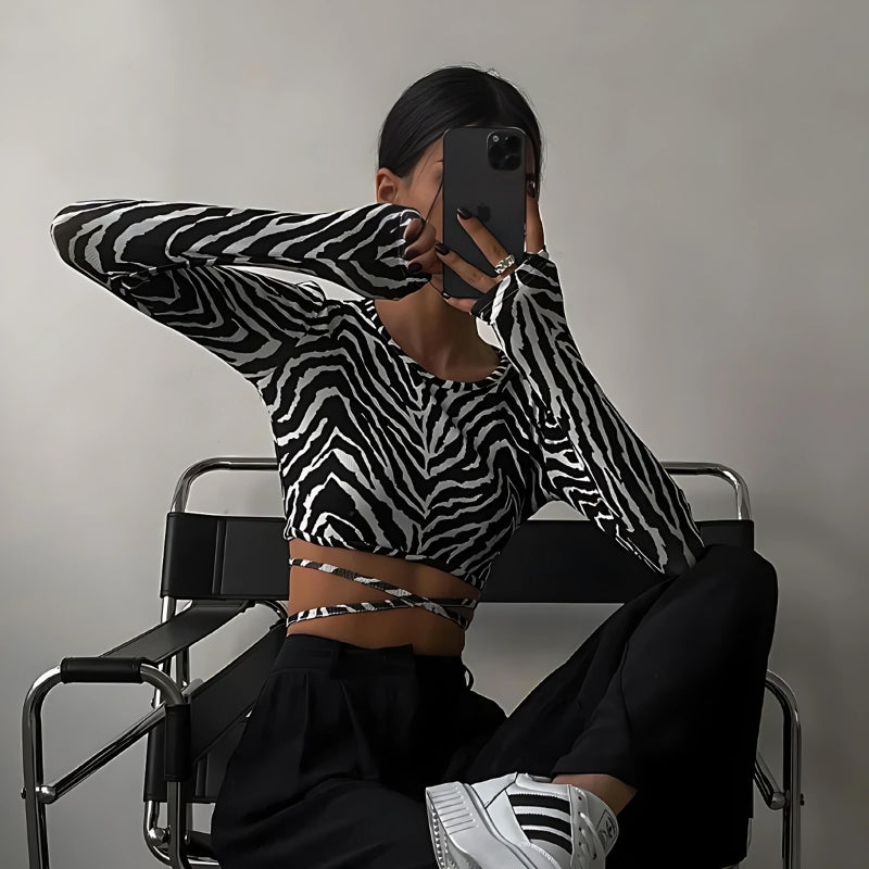 Zebra crop hoodie hotsell
