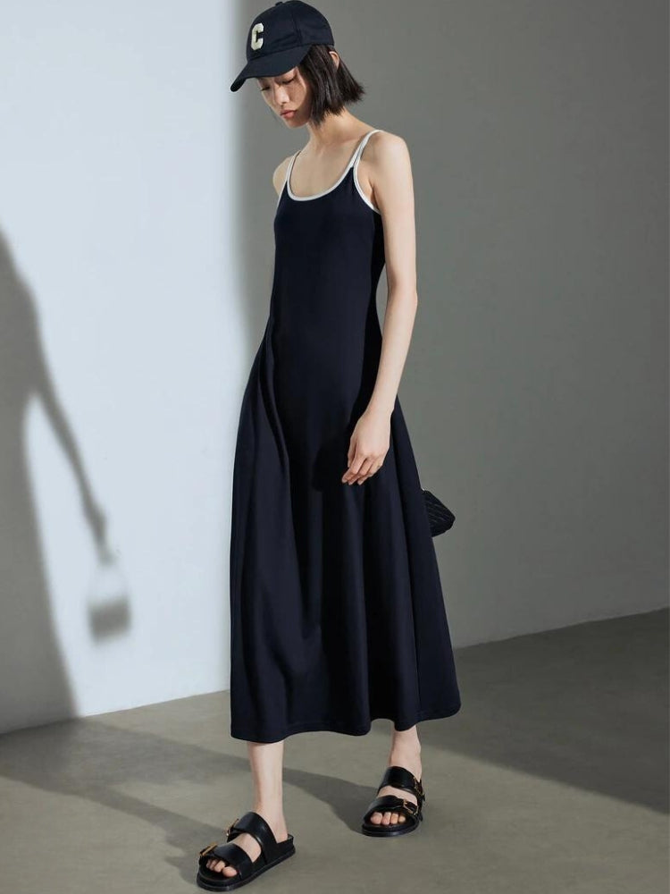 black midi dress with white sneakers Basic Midi Dress