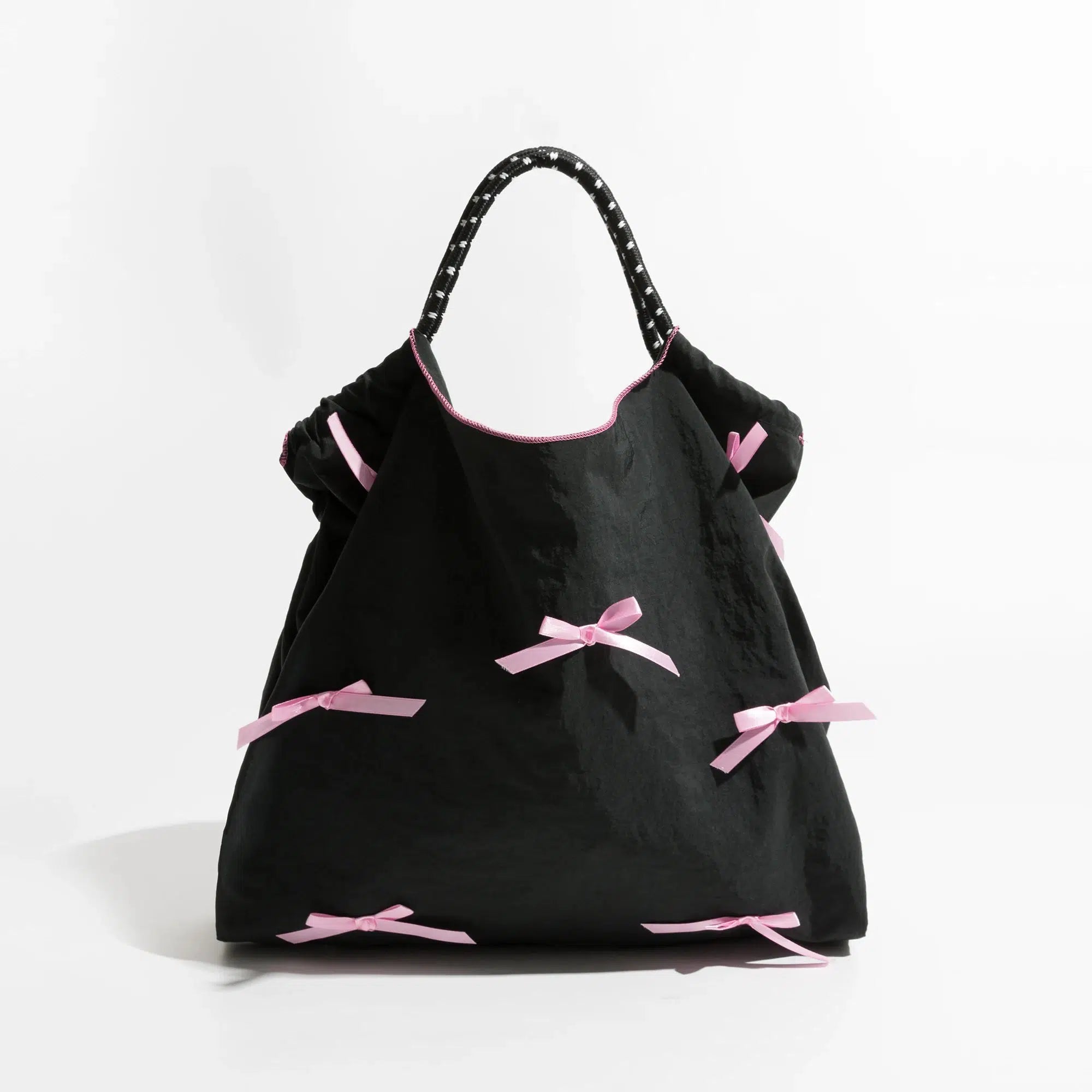 Customized Kawaii Coquette Nike black gym bag with lace detailing and bows Coquette Bow Shoulder Bag - Litlookz Studio main image 2