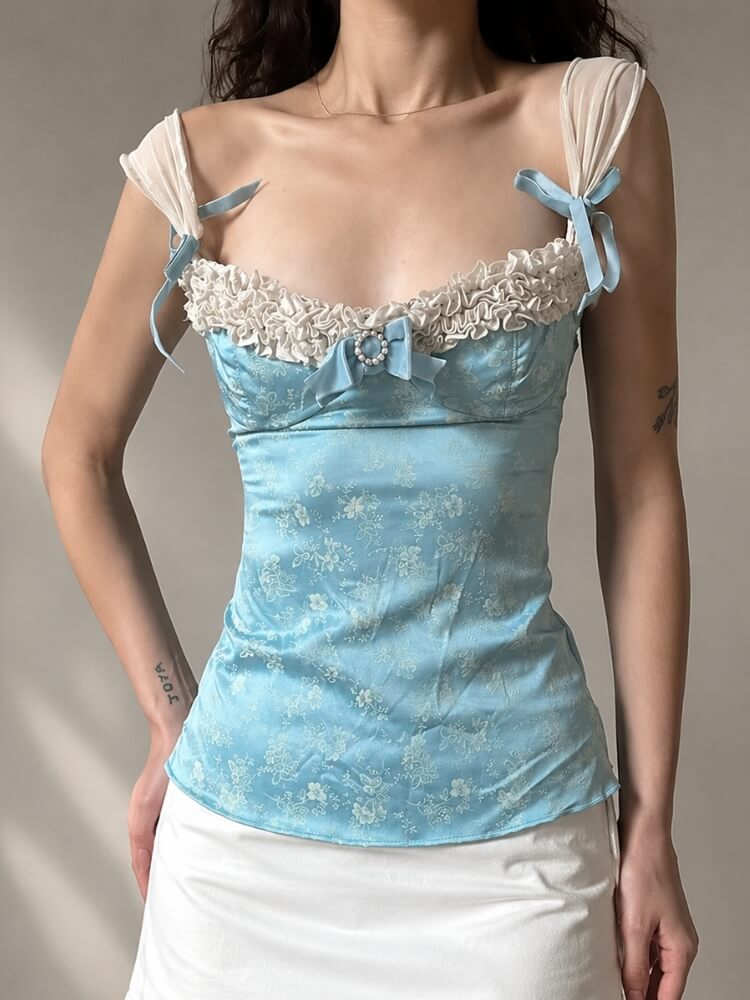 トップス andwang Coquette Lace Ribbon Top Shop Coquette Ribbon Top - Litlookz Studio