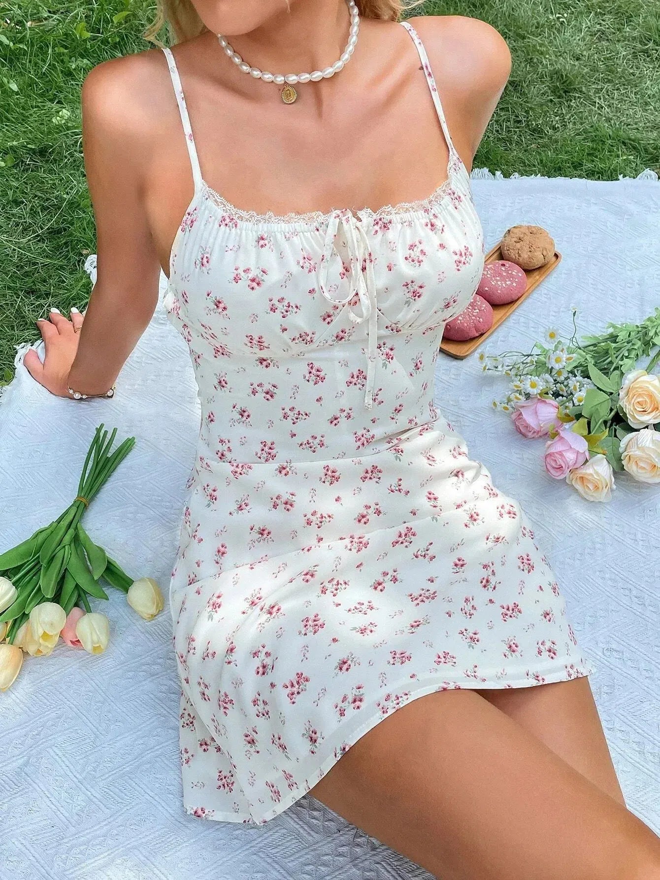 Minivestido floral fruncido Cottagecore Litlookz Studio