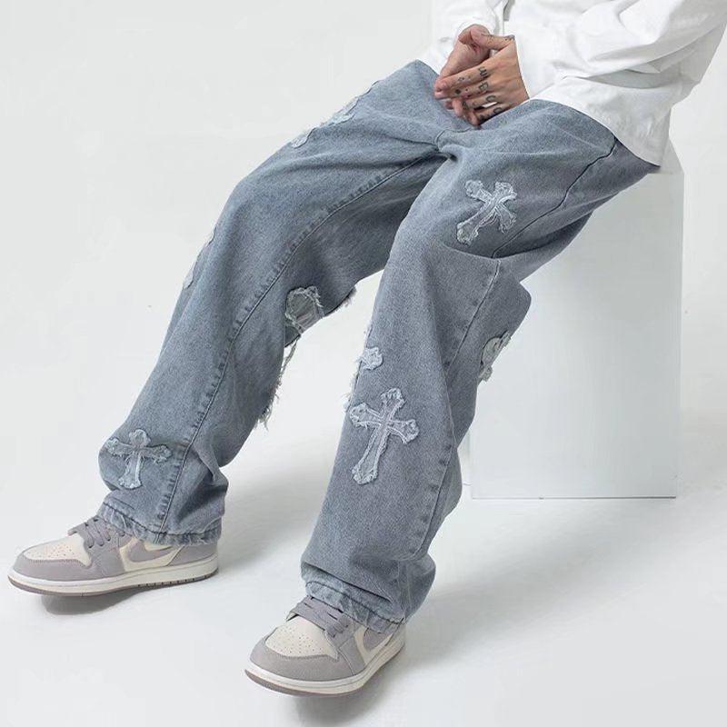 Cross Patchwork Baggy Jeans – Litlookz Studio