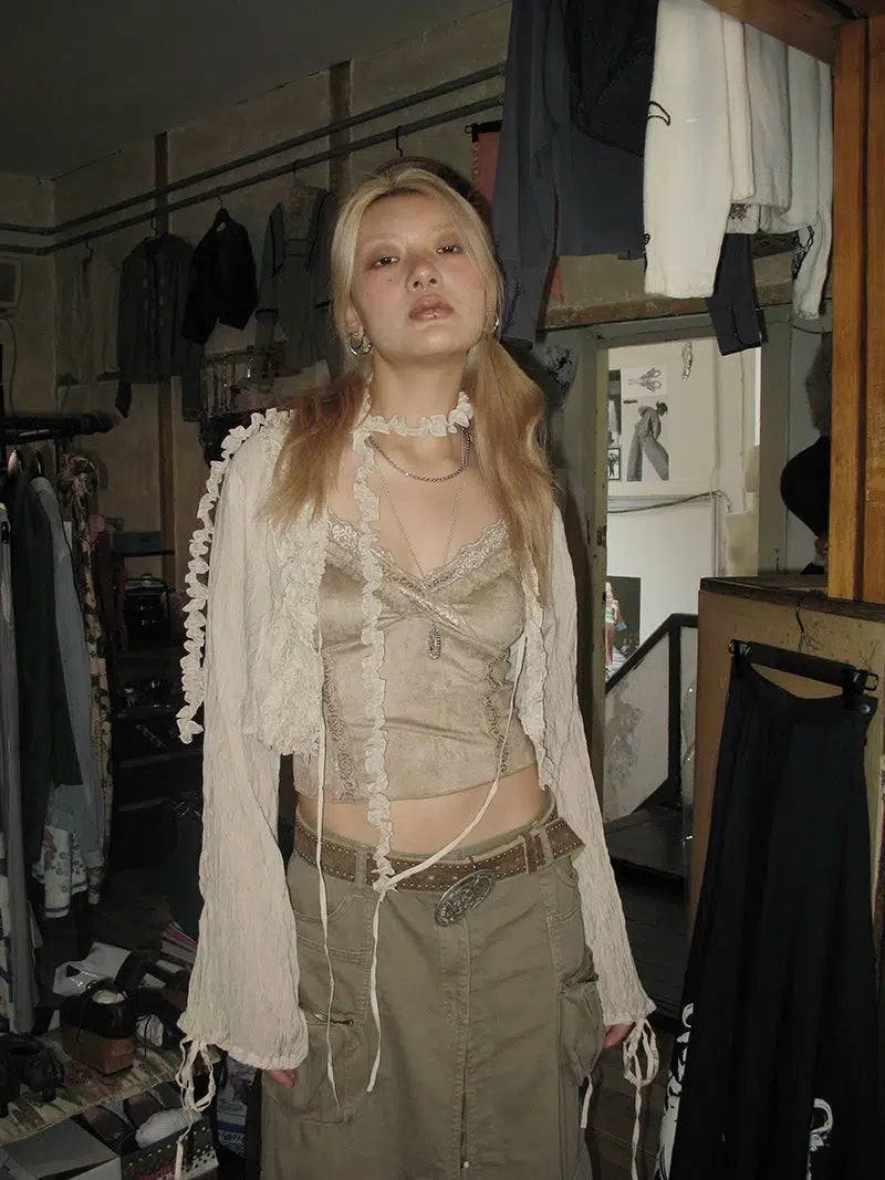 00 グランジ 森ガール フリルカーディガン 平成 ノームコア y2k