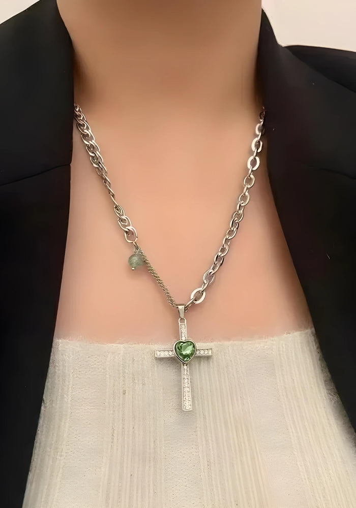 Heart and cross necklace discount