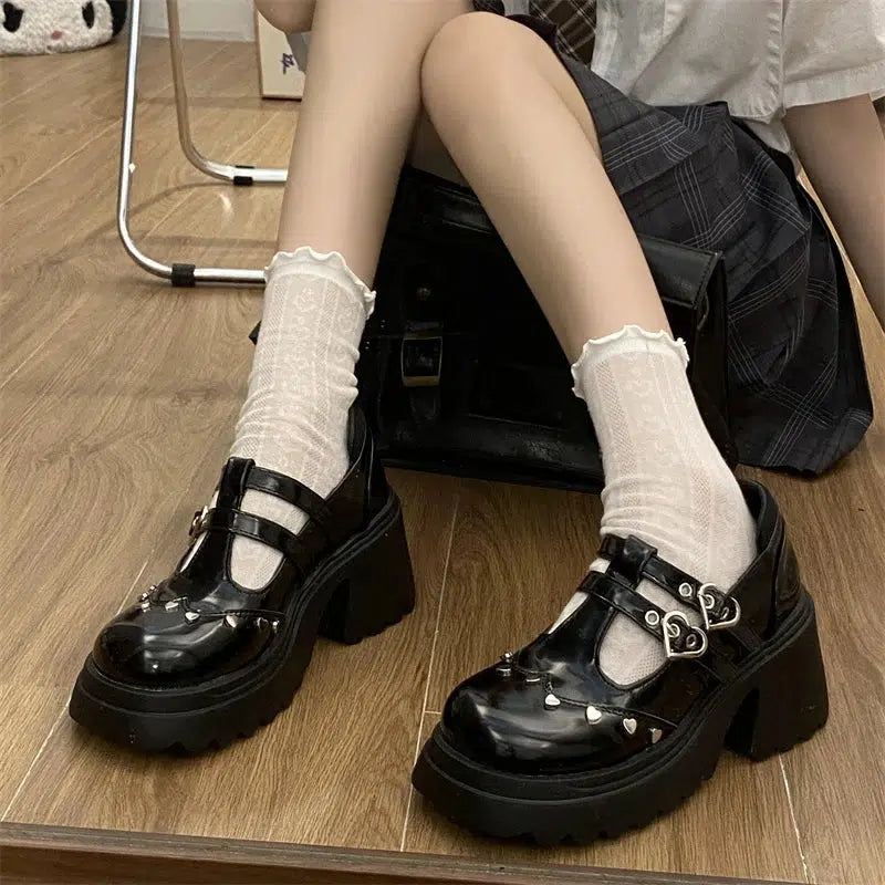 Mary Jane Shoes Heart Buckle Heart Buckled Platform Mary Jane