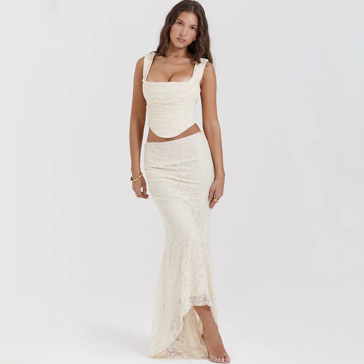 corset lace skirt midi dress Lace Corset Midi Dress Black