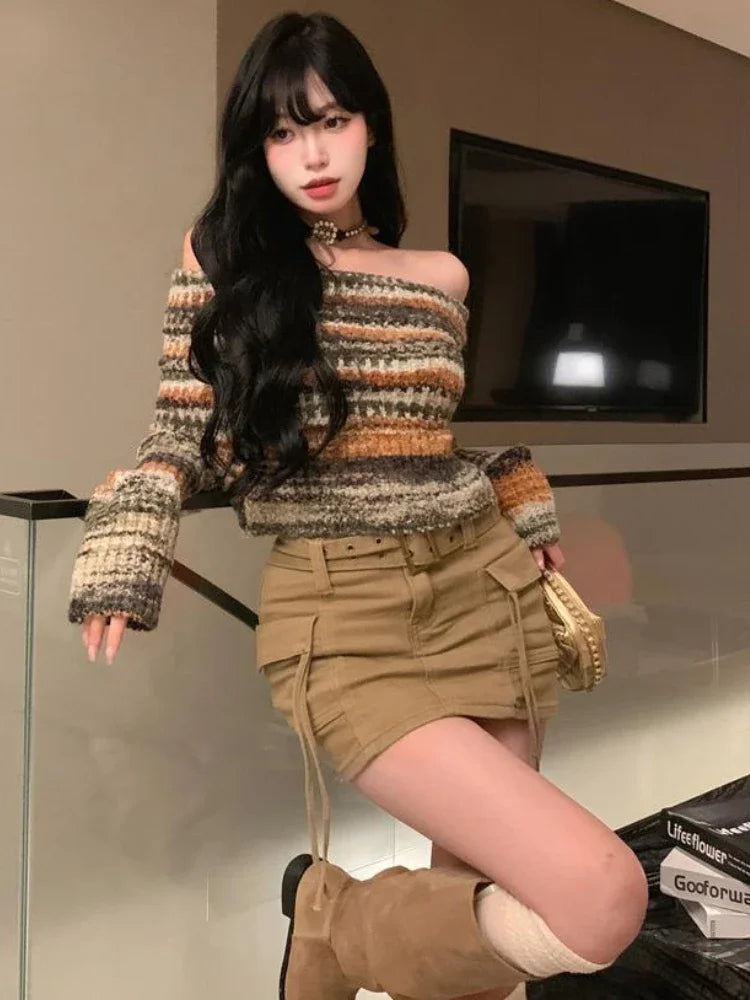 Off Shoulder Cropped Sweater - Litlookz Studio