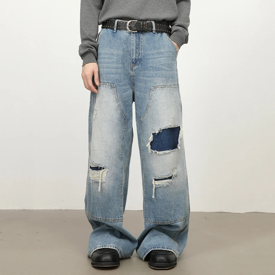 パンツ archive rebirth patchwork wide denim Shop Patchwork Wide Jeans - Litlookz Studio