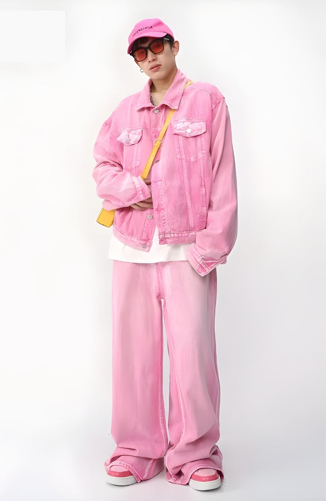 pink denim jacket men