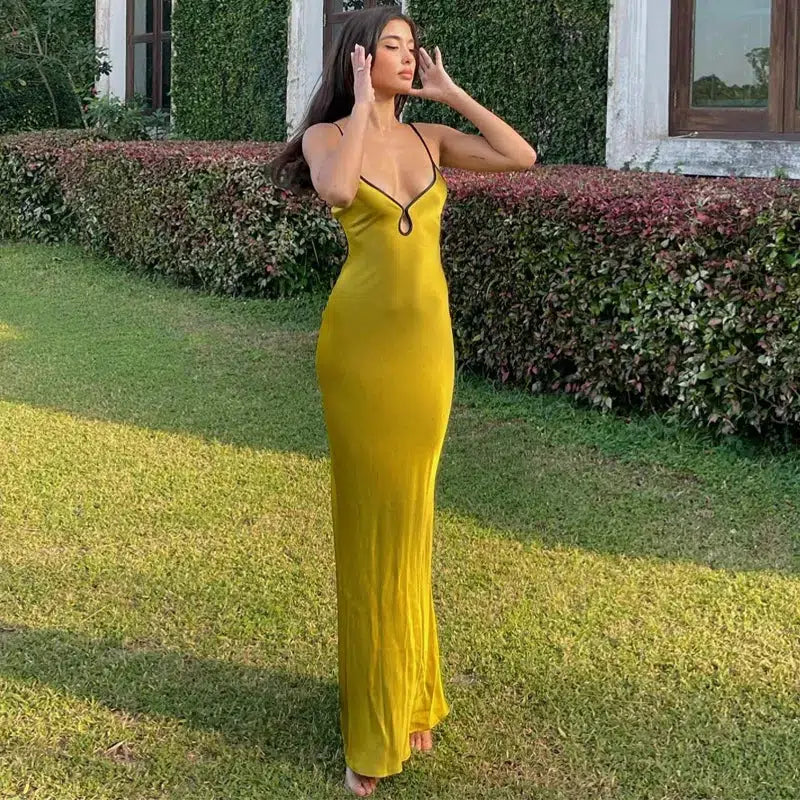 Satin Backless Maxi Dress - Litlookz Studio Satin Backless Maxi Dress - Litlookz Studio