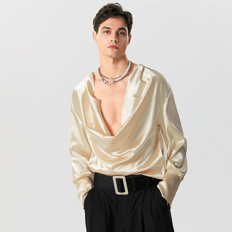 Litlookz Studio Satin Cowl Neck Shirt