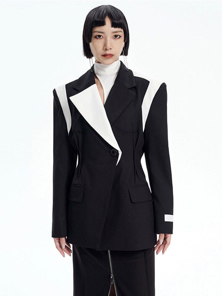 Leisure Style Color Block Sleeve Blazer