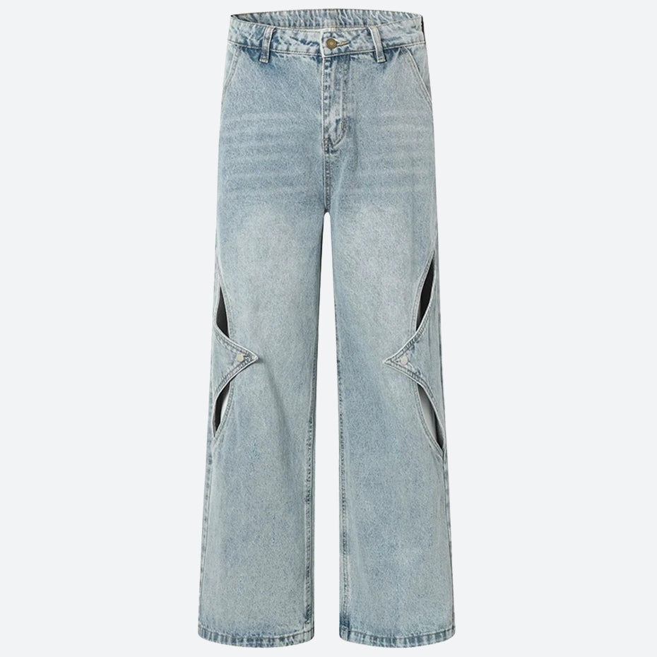 Snap Button Cut Out Jeans - Litlookz Studio