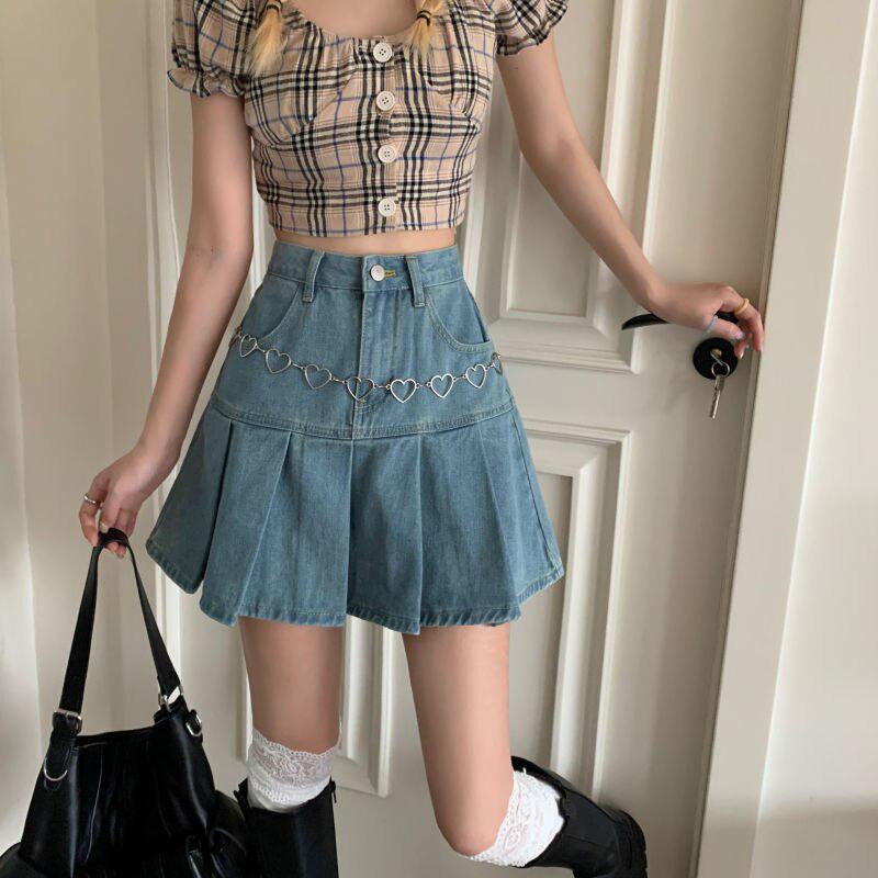 Soft Girl Pleated Denim Mini Skirt Litlookz Studio