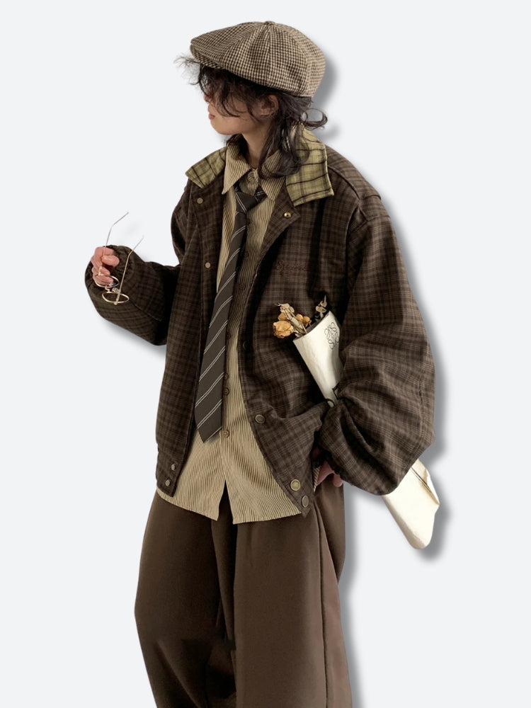 Vintage Plaid Lined Jacket (L) main image 1