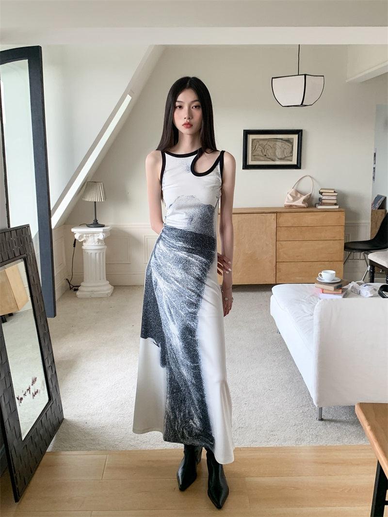 y2k maxi dress Y2K Abstract Maxi Dress