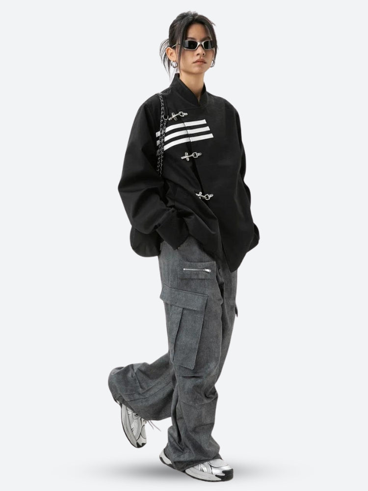 ジャケット・アウター y2k archive jacket multi button Y2K Asymmetric Frog Button Jacket - Litlookz Studio