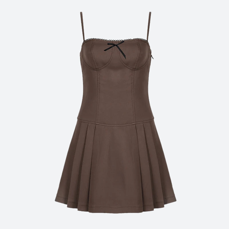 Y2K Bow Pleated Mini Dress - Litlookz Studio