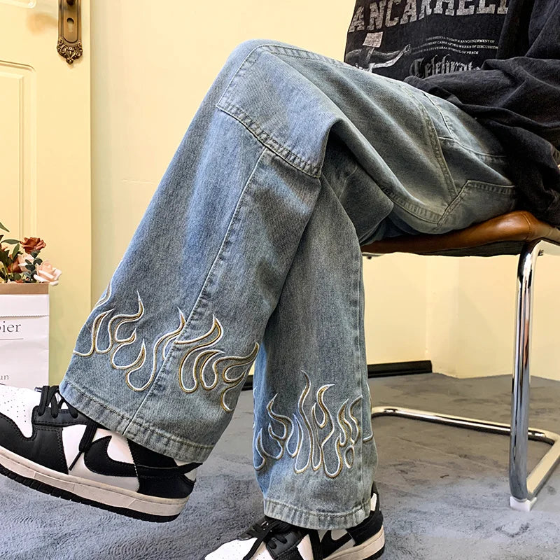 Y2K Flame Wide Leg Jeans - Litlookz Studio