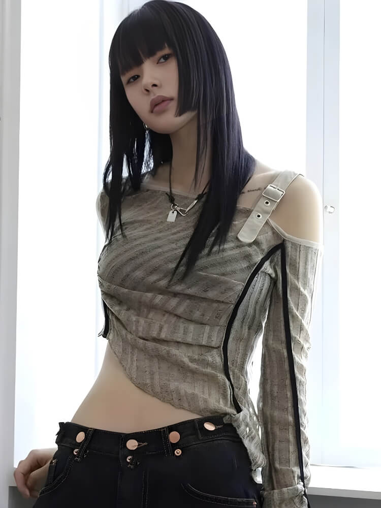 Y2K Grunge Asymmetrical Top - Litlookz Studio