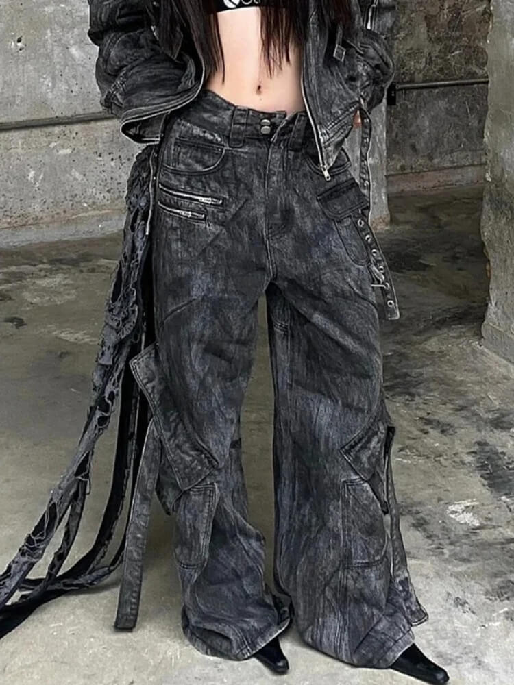 00s ゴア　似　mulch pocket cargo pants grunge Y2K Grunge Cargo Pants - Litlookz Studio