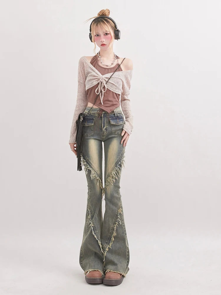 Y2K Grunge Flare Jeans - Litlookz Studio