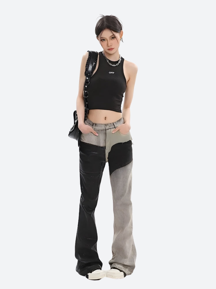 Y2K Grunge Patchwork Flare Pants – Litlookz Studio