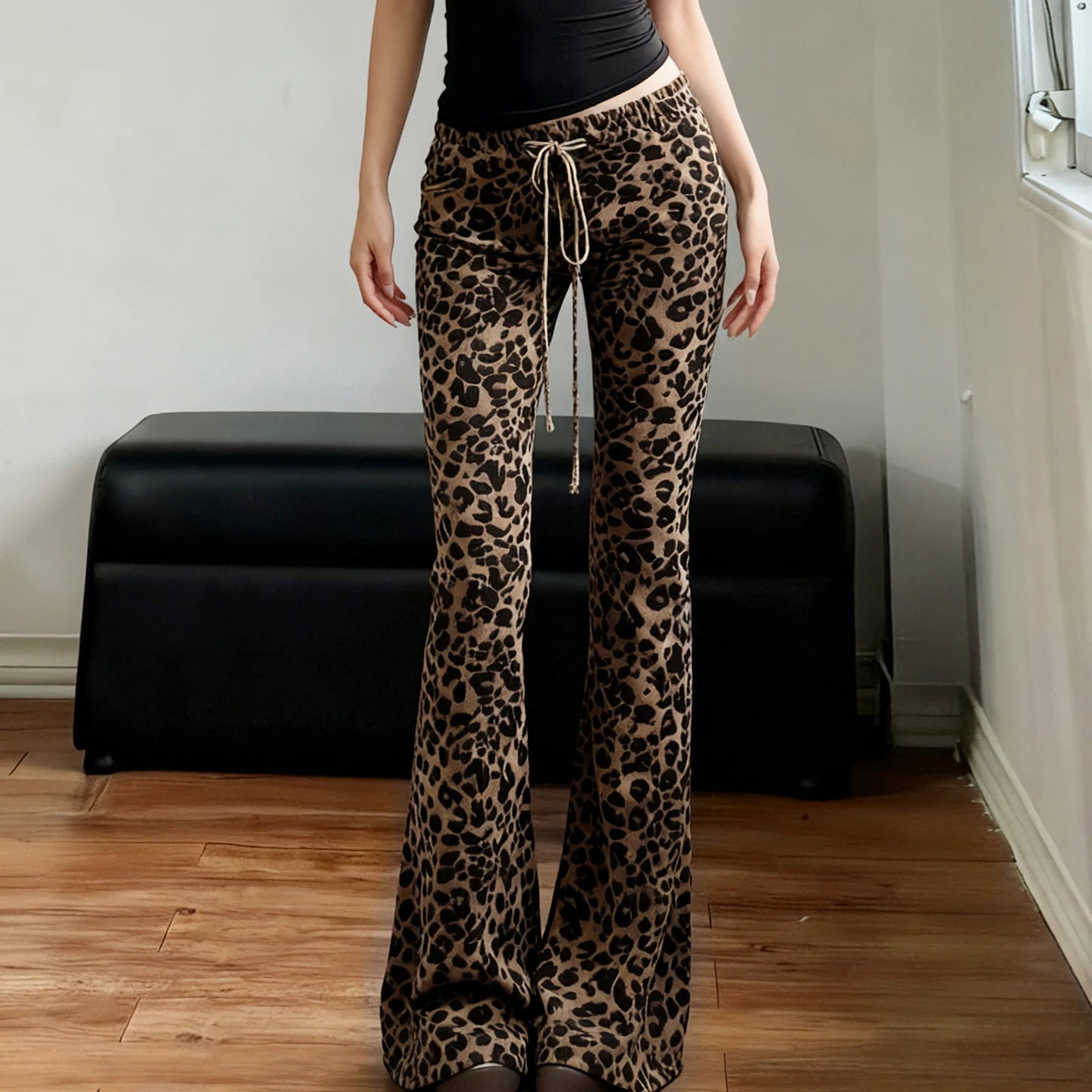 Y2K Leopard Flare Pants - Litlookz Studio