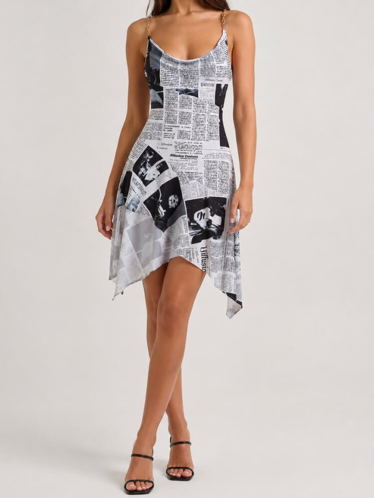 Y2K Newspaper Midi Dress Y2K Newspaper Midi Dress
