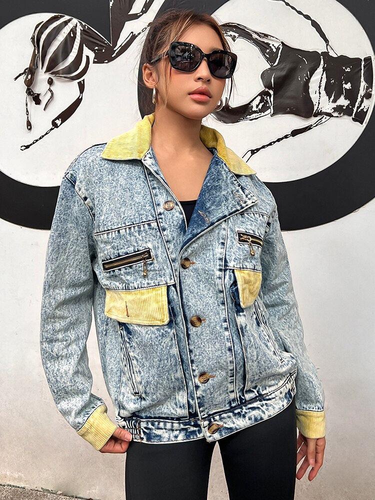 Y2K Patchwork Denim Jacket - Litlookz Studio
