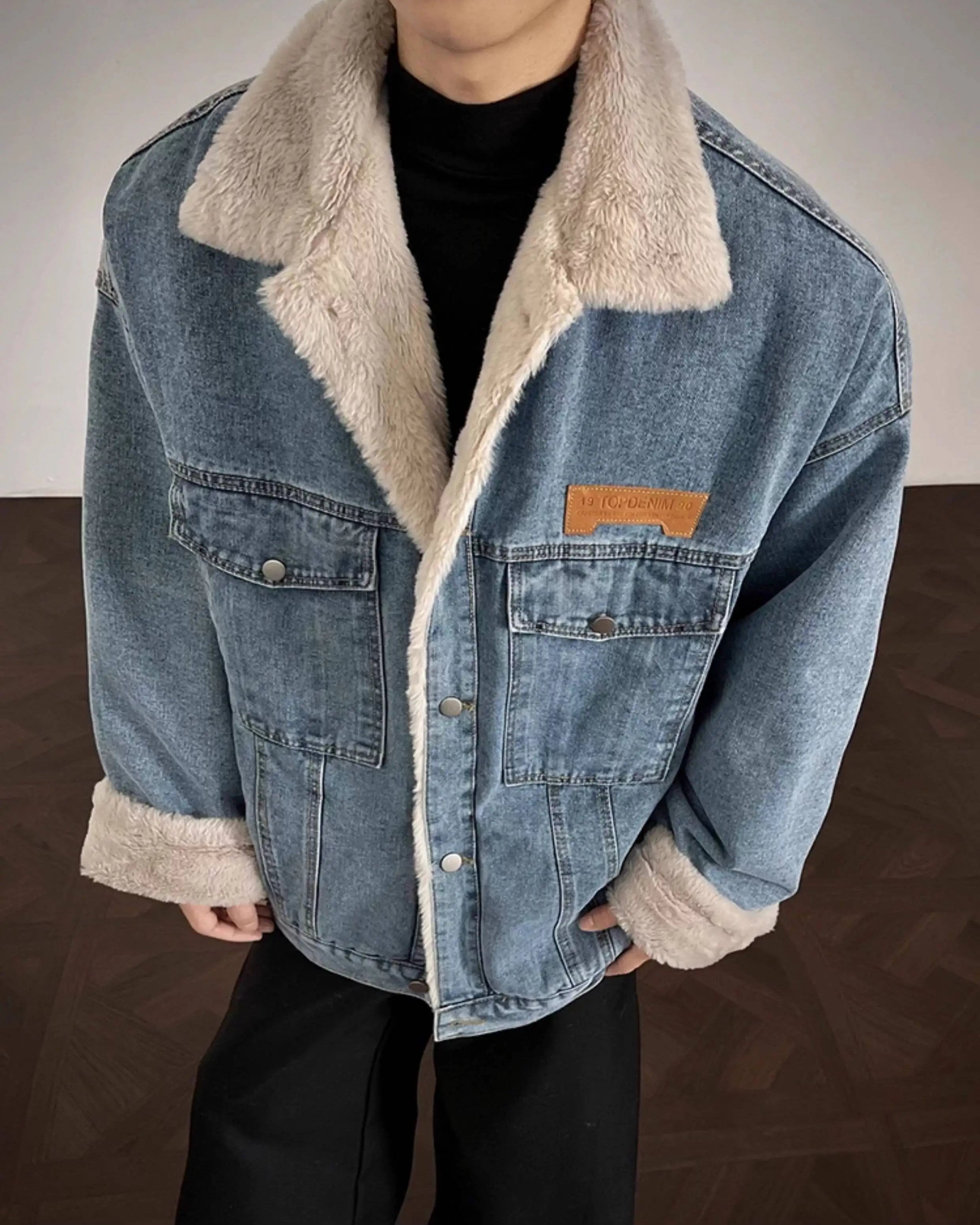Y2K Sherpa Denim Jacket - Litlookz Studio