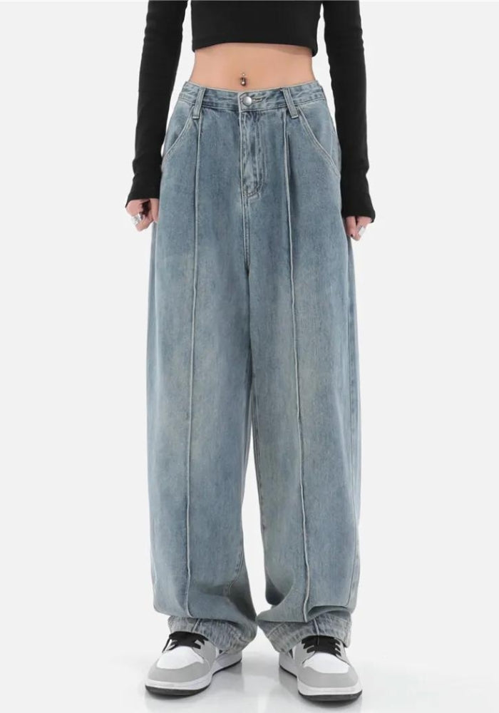Y2K Skater Pleated Baggy Jeans