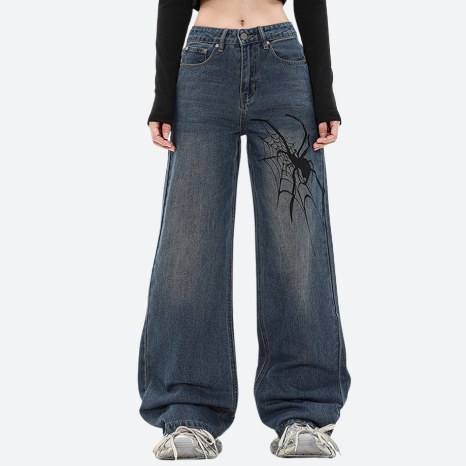 Y2K Graphic Wide Leg Jeans - Litlookz Studio