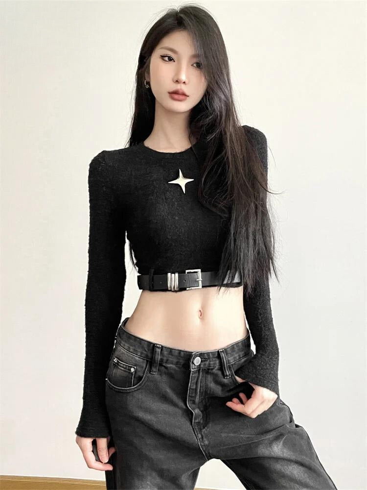 Belted crop top shop
