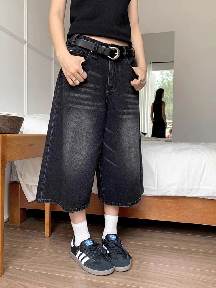 Y2K Vintage Baggy Denim Jorts - Litlookz Studio Y2K Vintage Baggy Denim Jorts - Litlookz Studio