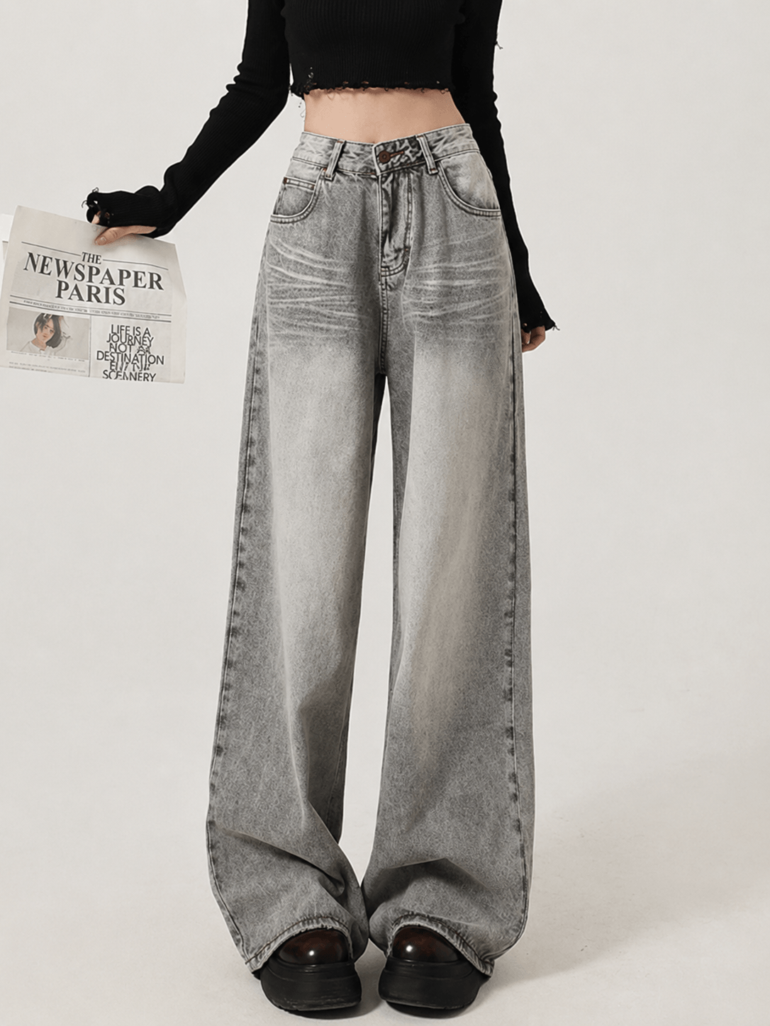 Shop Y2K Washed Wide Leg Jeans - Litlookz Studio