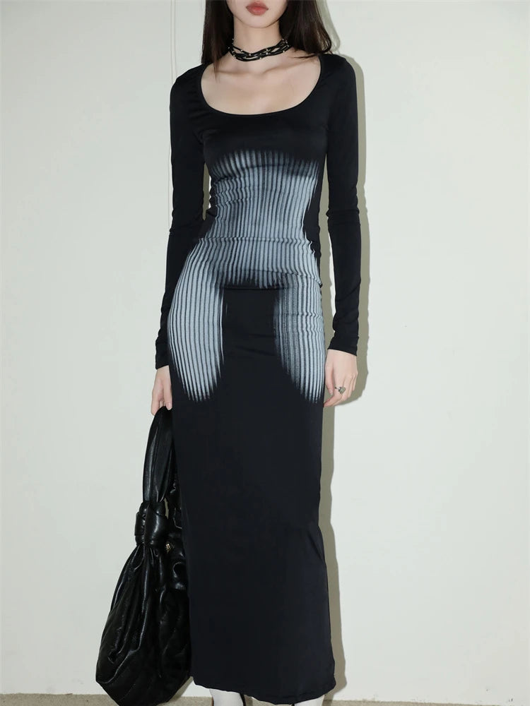 3D Body Print Maxi Dress