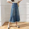 A-Line Denim Midi Skirt