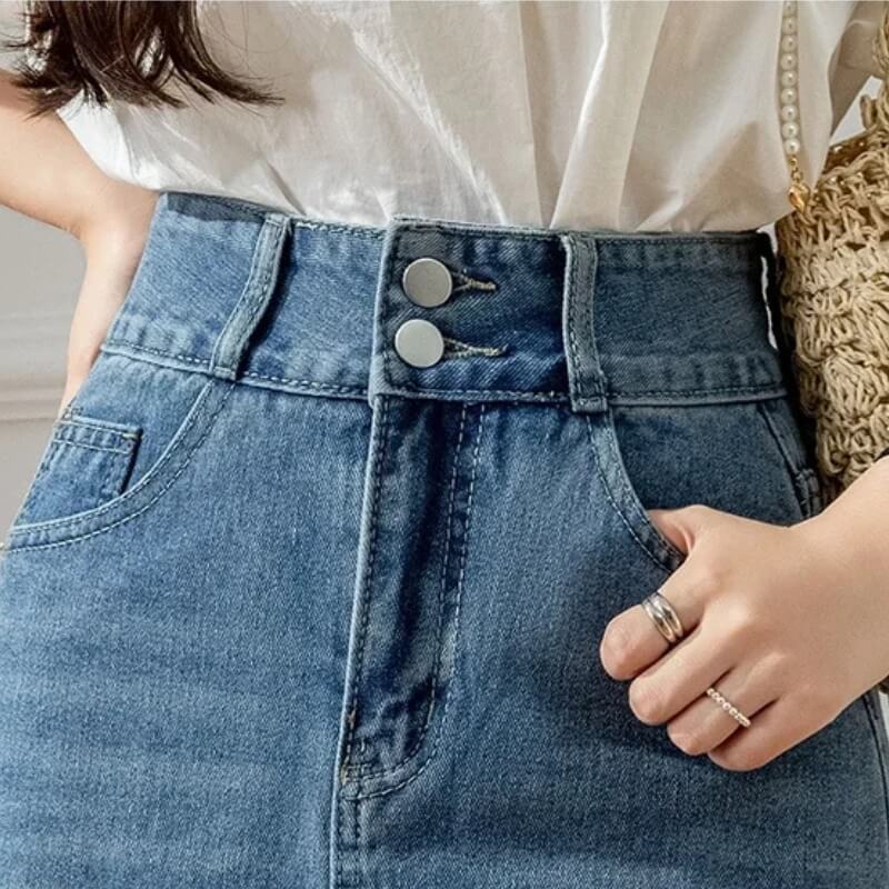A-Line Denim Midi Skirt