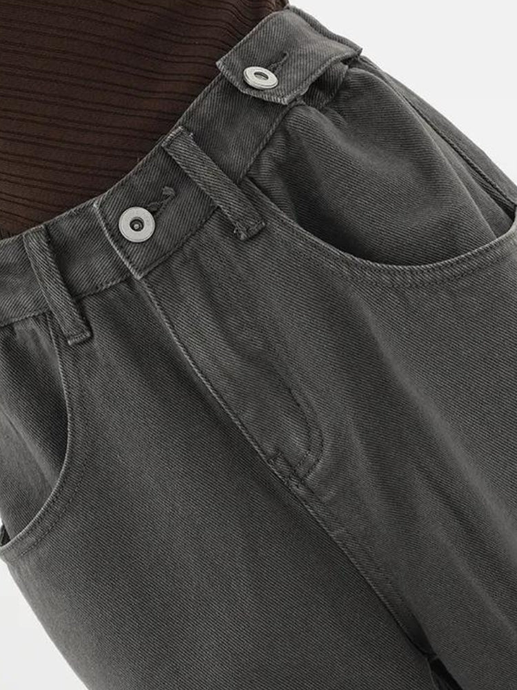 Adjustable Waist Baggy Denim Jeans