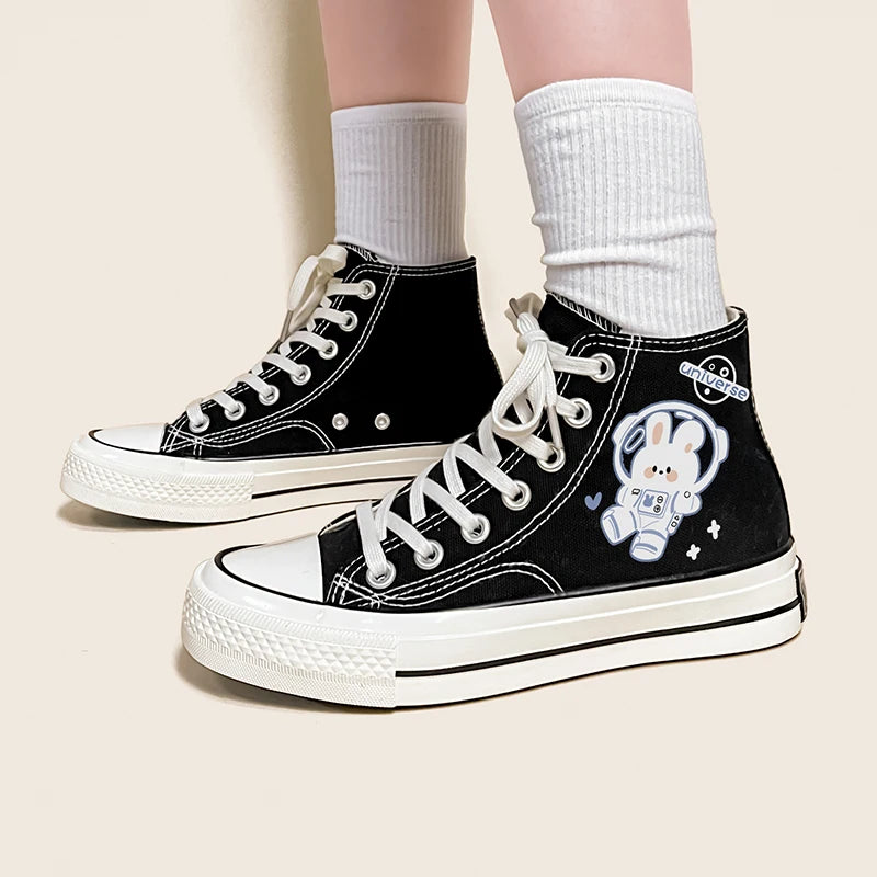 Astronaut Rabbit Lace Up Canvas Shoes - Litlookz Studio