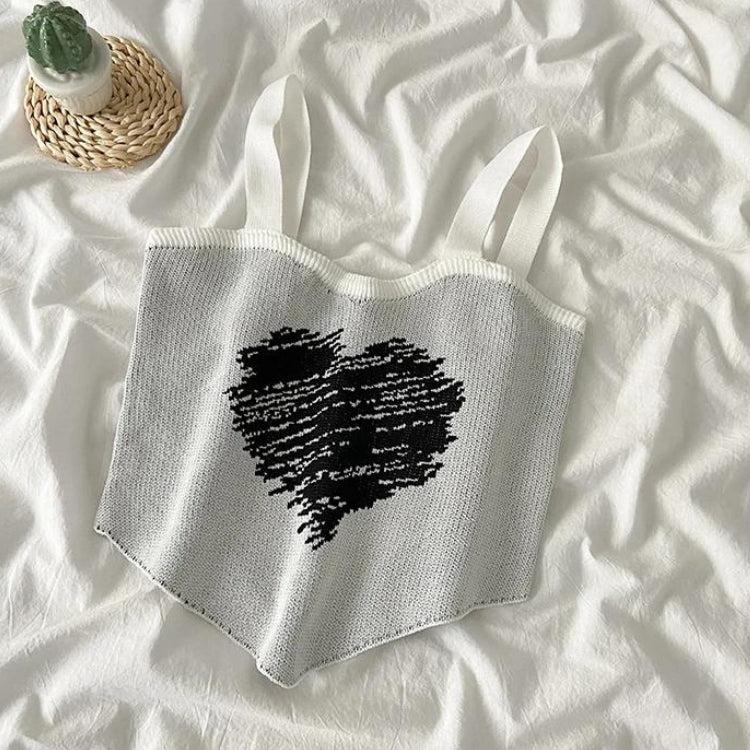Asymmetric Heart Knitted Crop Top