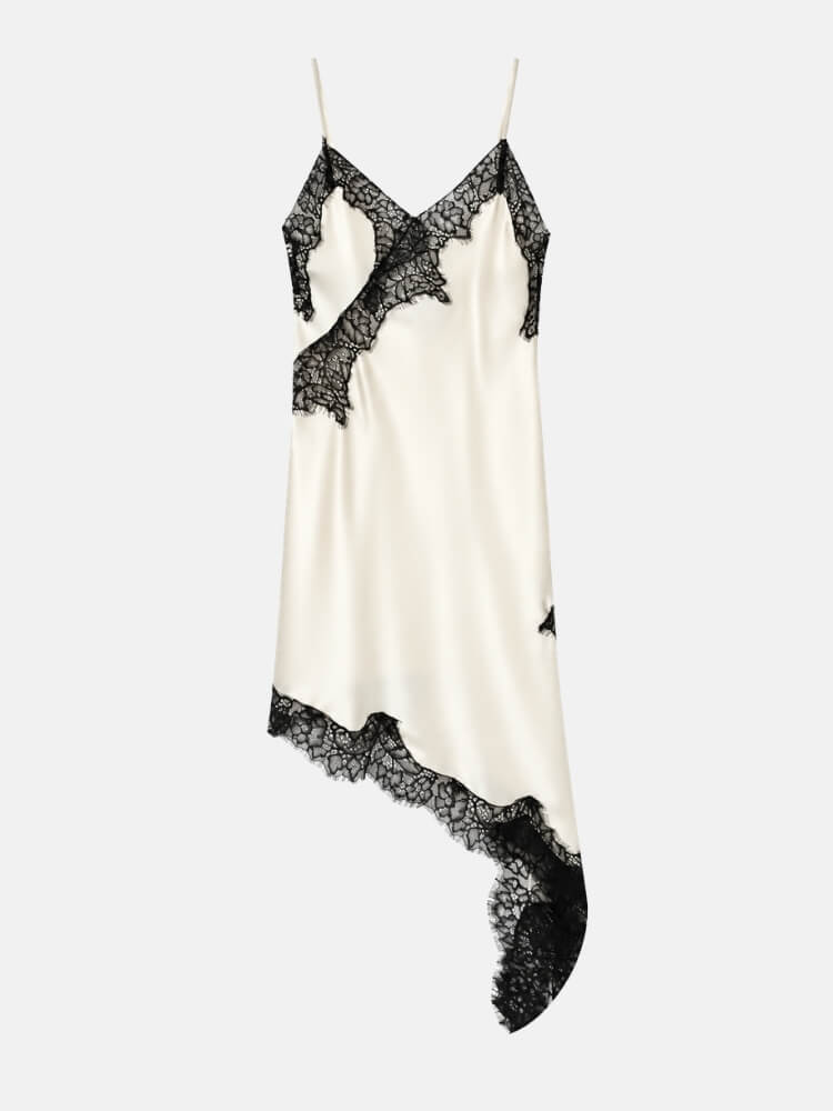 Asymmetric Lace Slip Dress