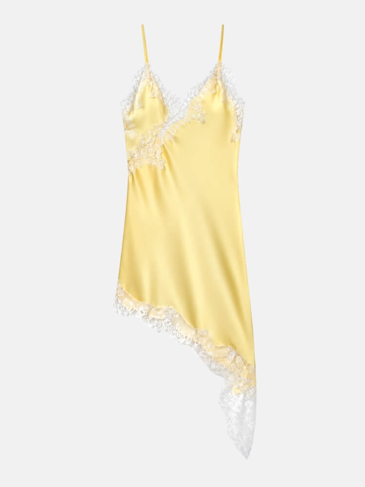 Asymmetric Lace Slip Dress