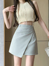 Asymmetric Overlap Mini Skirt