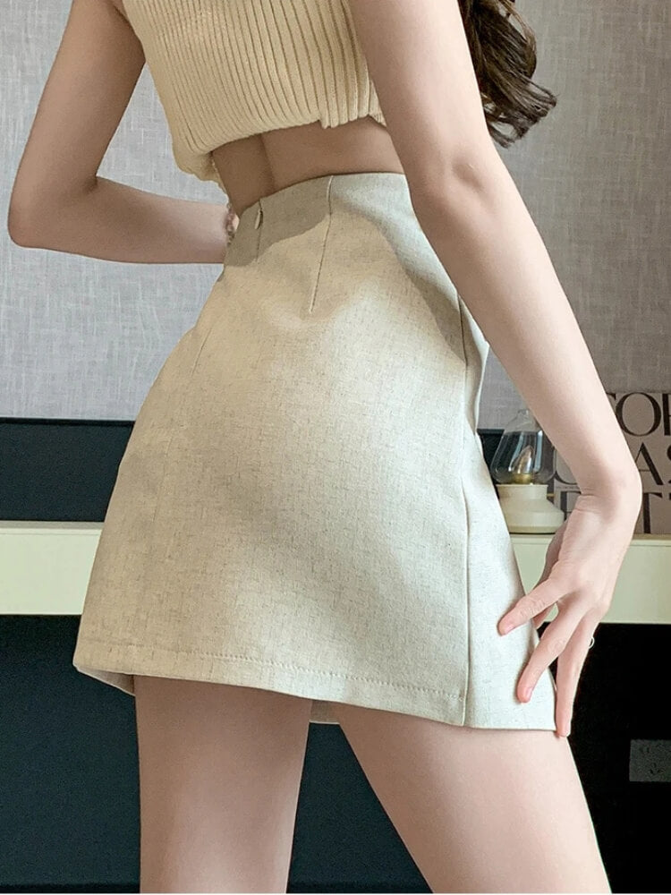 Asymmetric Overlap Mini Skirt
