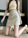 Asymmetric Overlap Mini Skirt