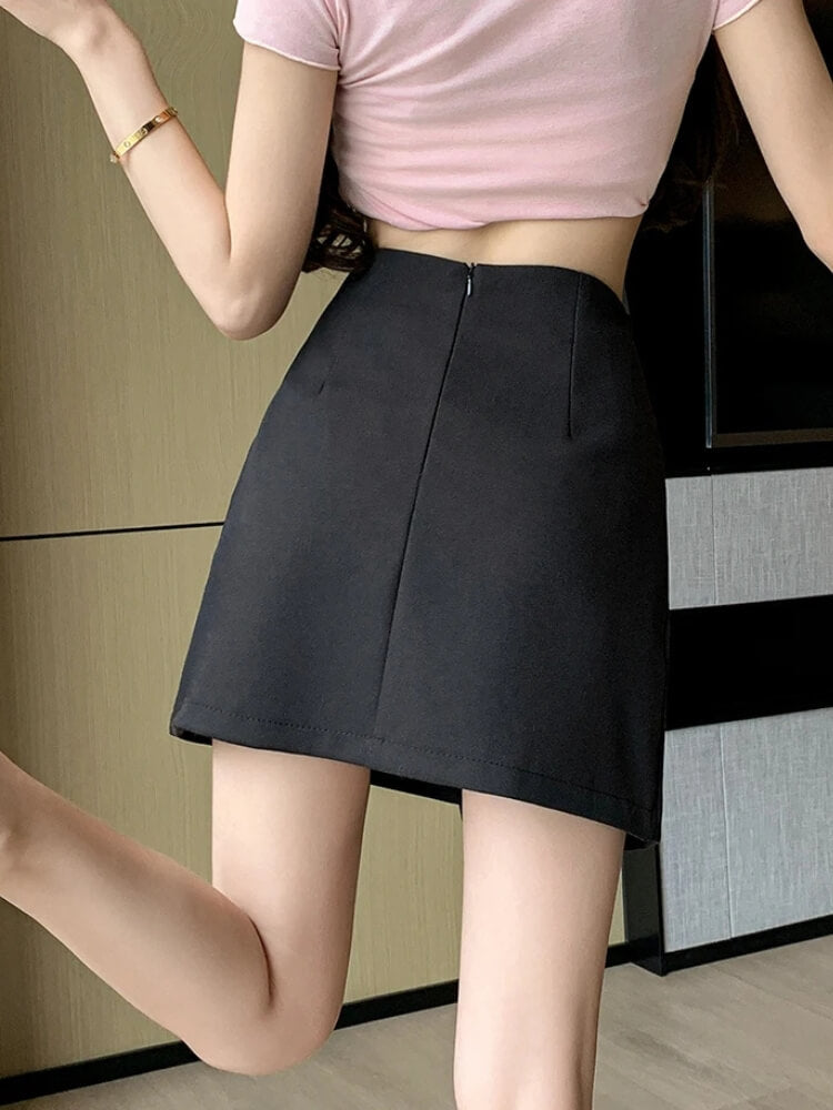 Asymmetric Overlap Mini Skirt