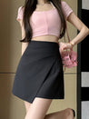 Asymmetric Overlap Mini Skirt