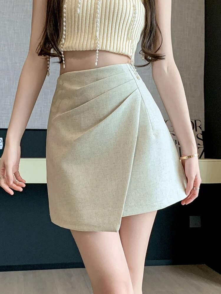 Asymmetric Overlap Mini Skirt